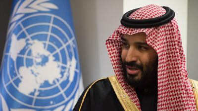 Saudi Arabia's Crown Prince Mohammed bin Salman met with UN chief Antonio Guterres at the UN on March 27, 2018 in New York. Bryan R Smith / AFP