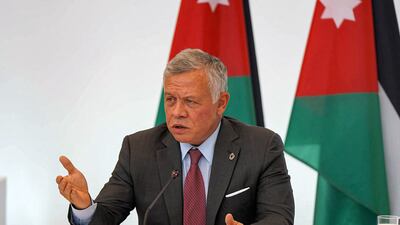 King Abdullah II speaks in Athens during the 3rd Trilateral Summit between Greece, Cyprus and Jordan.