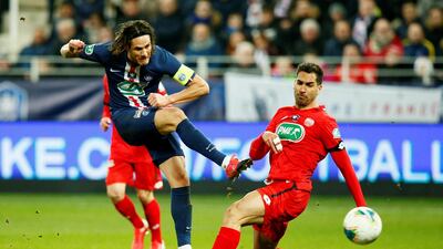 PSG's Edinson Cavani shoots at goal. Reuters