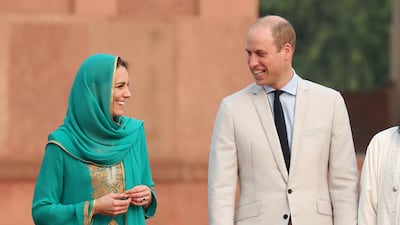 Catherine, Duchess of Cambridge and Prince William, Duke of Cambridge visit the Badshahi Mosque within the Walled City during day four of their royal tour of Pakistan on October 17, 2019 in Lahore, Pakistan