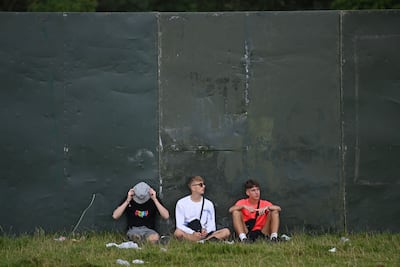 Festival-goers sporting pouches at the Reading Festival in the UK in 2021. AFP