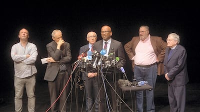 The writer, Ram Manikkalingam, announces confirmation of disarmament by Basque separatists Eta in Bayonne in April, 2017. Vincent West / Reuters