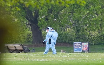 Police in Kensington Gardens, central London, investigating whether items found near the Israeli embassy are hazardous. PA