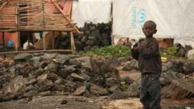 A young refugee in the Kibati camp.