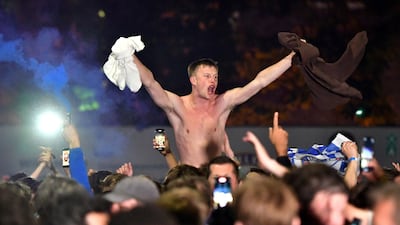 Chelsea supporters celebrate in streets surrounding their Stamford Bridge stadium in London their Champions League victory. PA