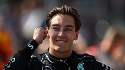 George Russell celebrates after the race. Getty Images