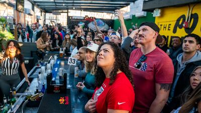 Fans watch the USA in their World Cup Group B match against England from Public Bar Live in Washington. EPA