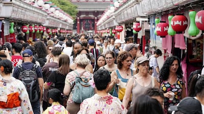 The Nakamise shopping street in Tokyo's Asakusa district. Japan’s economic growth jumped at an annual pace of 6% in the April-June period. AP
