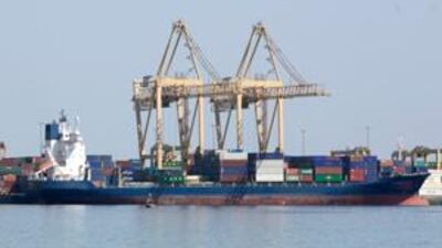 A ship docks in Fujairah.