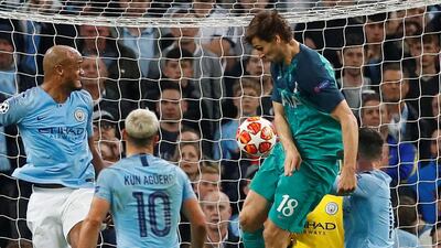 Tottenham's Fernando Llorente scores their third goal. Reuters