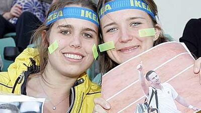 Eleonore Coppens and Coralie Herinck watched their hero, Robin Soderling, win yesterday.