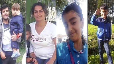 Artin (far left) died along with four other members of his family (left to right) Rasoul Iran-Nejad, 35, Shiva Mohammad Panahi, 35, Anita, nine, and Armin, six. Hengaw