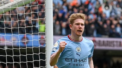 Kevin De Bruyne of Manchester City celebrates after scoring his team's second goal. Getty