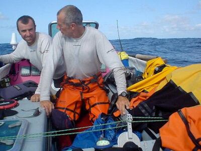 Jonathan, front, and John Wills, mid Atlantic. Jonathan Gornall for The National