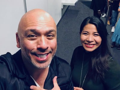 Imah Dumagay, right, with American-Filipino comedian Jo Koy, who she calls her inspiration. Courtesy Imah Dumagay