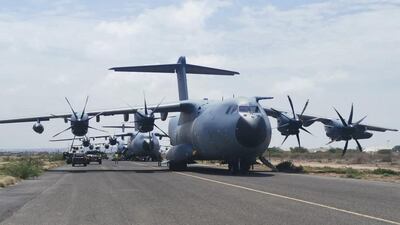 A Spanish military aircraft takes off from Khartoum as European countries rescue citizens from Sudan. Reuters