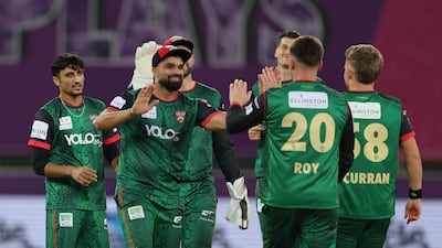 Sanjay Pahal celebrates with Desert Vipers teammates during the ILT20. Photo: Desert Vipers