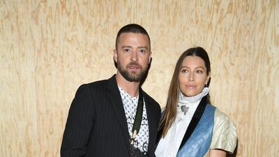 Justin Timberlake and Jessica Biel attend the Louis Vuitton show as part of Paris Fashion Week on October 1, 2019. Getty Images