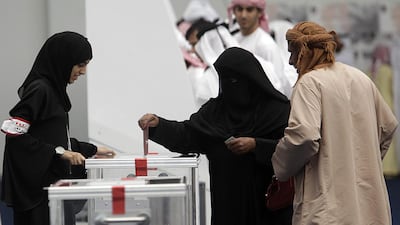 Emiratis cast their ballots for the FNC elections in 2011. Sammy Dallal / The National