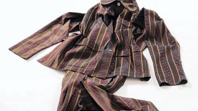 A piece from Romeo Gigli’s 1989 collection on display as part of A Short Novel on Men’s Fashion. Photo by Alessandro Ciampi