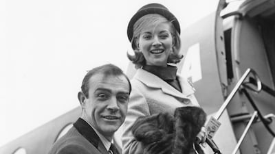 Sean Connery and Daniela Bianchi, his co-star in 'From Russia With Love', leave London for filming in Istanbul on April 20, 1963. Getty Images