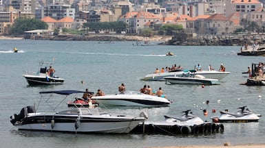 Beachgoers in Jounieh bay, which is about 30 minutes north of Lebanon's capital Beirut. AFP