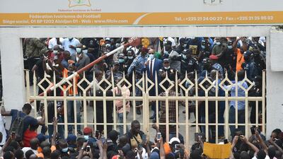 Former Ivorian forward Didier Drogba welcomed by supporters. AFP