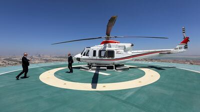 Abu Dhabi Aviation is the biggest commercial helicopter operator in the Middle East. Above, one of the company's Bell helicopters. Satish Kumar / The National