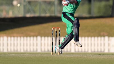 Dubai, United Arab Emirates - January 11th, 2018: Ireland's Ed Joyce hits more runs in the match between the UAE and Ireland. Thursday, January 11th, 2018 at ICC Academy, Sports City, Dubai. Chris Whiteoak / The National