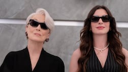 Meryl Streep, left, returns as Miranda Priestly alongside Anne Hathaway as Andy Sachs in The Devil Wears Prada 2. Photo: 20th Century Studios