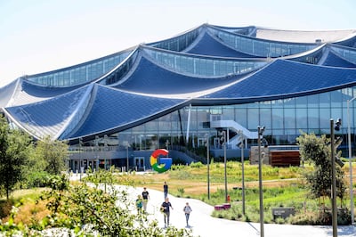 Workers leave Google’s campus in Mountain View, California. AFP