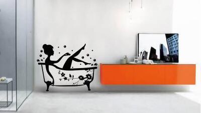 The Tub Time wallsticker can go on walls, glass surfaces, doors, floors or ceilings. Courtesy Wallcravings