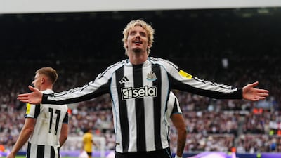 Newcastle United's Nick Woltemade celebrates scoring against Wolves at St James' Park. PA