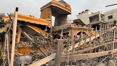 A damaged building in Tayr Debba. Reuters