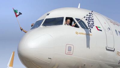 An Airbus A380 charter flight arrives in Abu Dhabi.