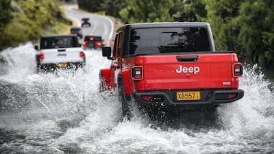 The Gladiator possesses a 47-degree approach angle with a 25-degree departure angle and 76 millimetres of wading depth