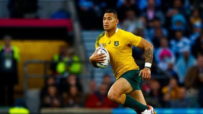 Australia’s Israel Folau shown during the 2015 Rugby World Cup semi-finals. Andrew Patron / AP