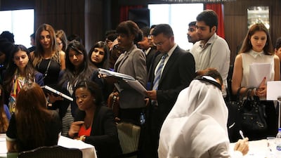 Online job postings were driven higher by the chemicals, paints and fertilisers sectors. Pawan Singh / The National