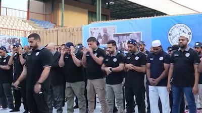 Eid Al Adha prayers are performed at the UAE field hospital in Gaza. Photo: Wam