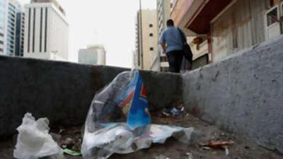 Abu Dhabi. 8th August 2008.Litter in Abu Dhabi street.