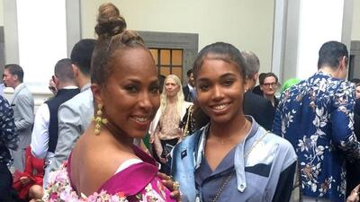 Steve Harvey's wife, couture fashion blogger Marjorie and her daughter Lori. Photo by Rebecca McLaughlin-Duane