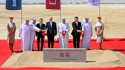 The ceremonial ground breaking of Emirates' new engineering facility at Dubai South in the presence of His Highness Sheikh Ahmed bin Saeed Al Maktoum, Chairman and Chief Executive, Emirates airline and Group. Photo: Emirates