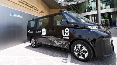 The self-driving Robotaxis are currently operating with a specialist driver on board to ensure a safe and reliable experience. Photo: RTA