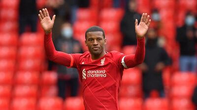 Georginio Wijnaldum won the Premier League, Champions League, Uefa Super Cup and the Fifa Club World Cup during his five years at Liverpool. AFP