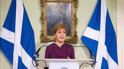 Scottish National Party leader and Nicola Sturgeon sets out the case for a second referendum on Scottish independence last month as polls show growing support for a vote. AFP