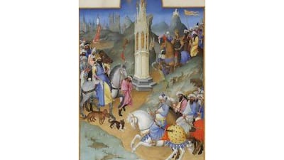 The Meeting of the Magi from the Très Riches Heures by the Limbourg brothers shows the kings meeting each other not far outside the gates of Jerusalem. RMN / RG Ojéda