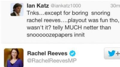 Journalist Ian Katz, who thought he was sending a direct message, accidentally tweets publicly about finding an interview boring. @iankatz1000