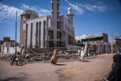 A damaged mosque in Omdurman, part of Sudan's greater capital area. AFP