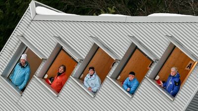 Judges follow the qualification jumps for the third stage of the 63rd Four Hills Tournament ski jumping event in Innsbruck, Austria. Daniel Karmann / EPA
