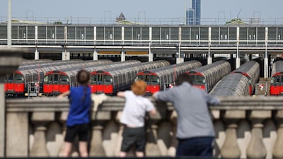 Stationary London tube trains at the Northfields Depot. Bloomberg
